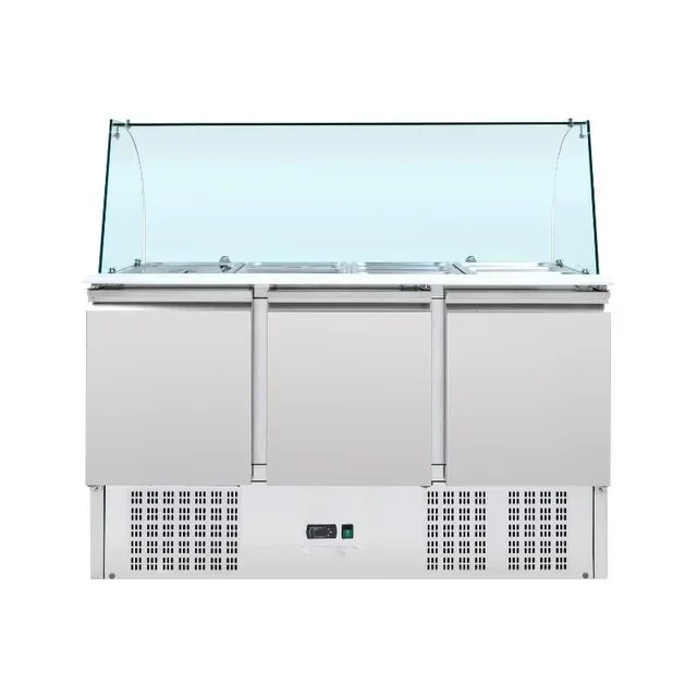 Refrigerated Saladette 4 GN 1/1 Pans - 3 Glass Doors