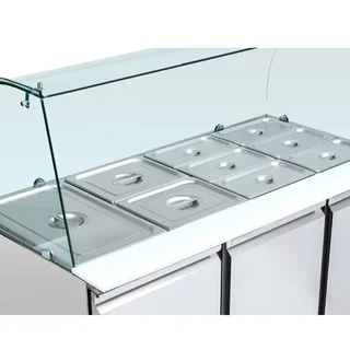 Refrigerated Saladette 4 GN 1/1 Pans - 3 Glass Doors