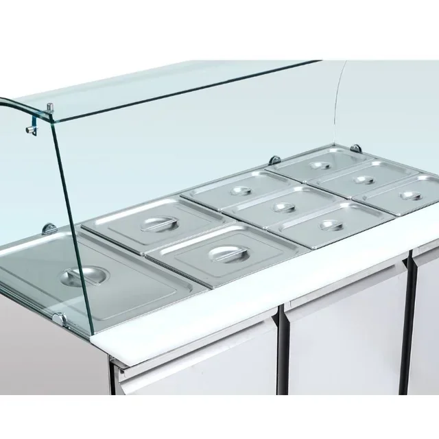 Refrigerated Saladette 4 GN 1/1 Pans - 3 Glass Doors