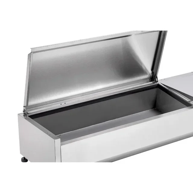 Saladette Refrigerada de Mostrador con Tapa de Acero Inoxidable - 3 Cubetas GN 1/3 y 1 Cubeta GN 1/2