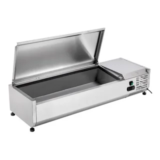 Saladette Refrigerada de Mostrador con Tapa de Acero Inoxidable - 3 Cubetas GN 1/3 y 1 Cubeta GN 1/2