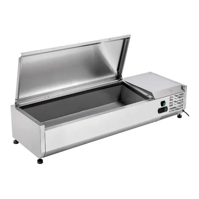 Saladette Refrigerada de Mostrador con Tapa de Acero Inoxidable - 3 Cubetas GN 1/3 y 1 Cubeta GN 1/2