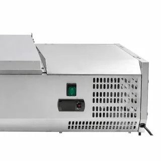 Saladette Refrigerada de Mostrador con Tapa de Acero Inoxidable - 3 Cubetas GN 1/3 y 1 Cubeta GN 1/2