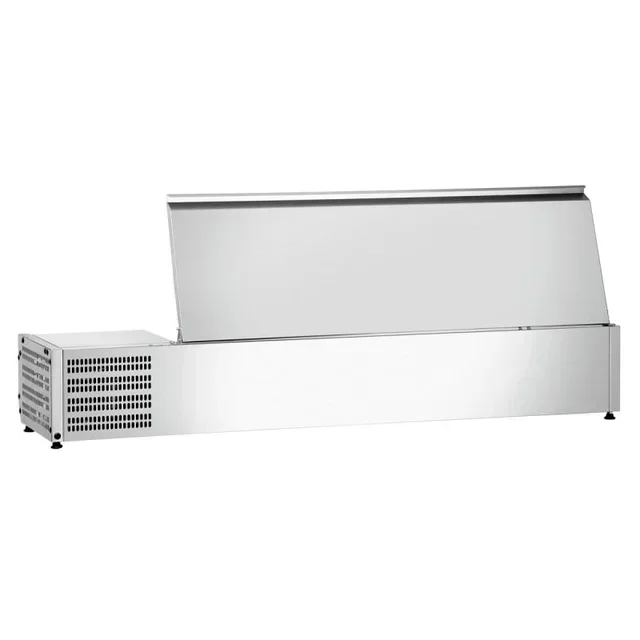 Saladette Refrigerada de Balcão em Aço Inoxidável - 5 Cubas GN 1/3 e 1 Cuba GN 1/2