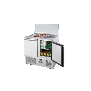 Compact Refrigerated Saladette 2x GN1/1 + 3x GN1/6 - Sliding Stainless Steel Lids
