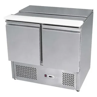Compact Refrigerated Saladette 2x GN1/1 + 3x GN1/6 - Sliding Stainless Steel Lids
