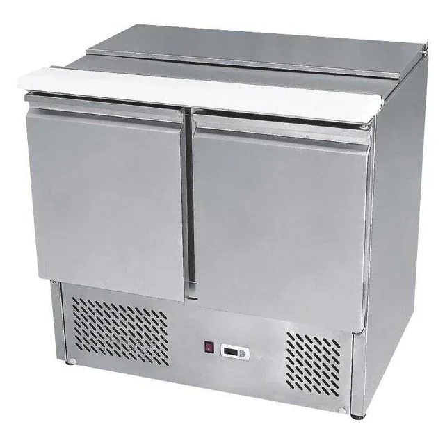 Compact Refrigerated Saladette 2x GN1/1 + 3x GN1/6 - Sliding Stainless Steel Lids