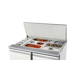 Compact Refrigerated Saladette 2x GN1/1 + 3x GN1/6 - Sliding Stainless Steel Lids