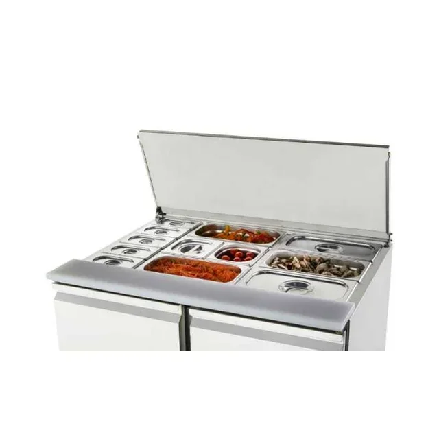 Compact Refrigerated Saladette 2x GN1/1 + 3x GN1/6 - Sliding Stainless Steel Lids