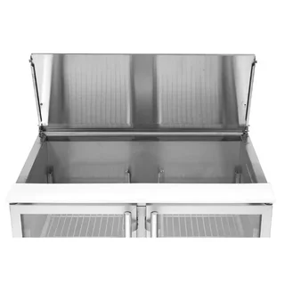 Saladette Refrigerata Compatta 2 Porte in Vetro Coperchio Scorrevole 2 Bacinelle GN 1/1 + 3 Bacinelle GN 1/6