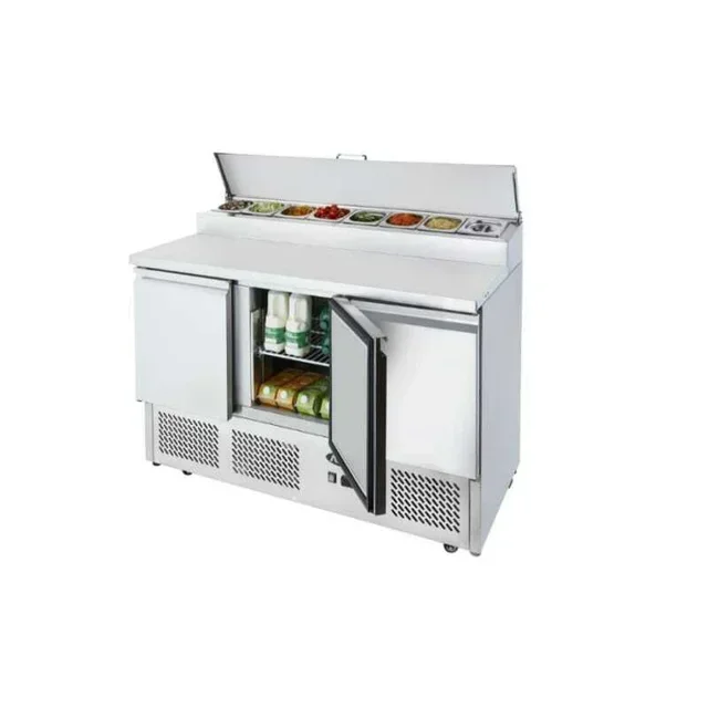 Saladette Refrigerata 7 Vaschette GN1/6 + 1 GN1/9 - 3 Porte con Coperchio Sollevabile