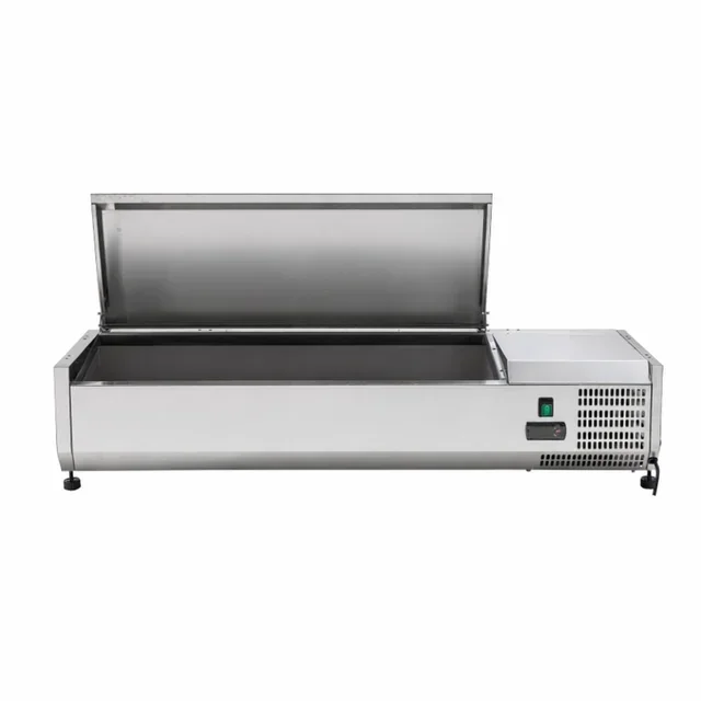 Countertop Refrigerated Saladette with Stainless Steel Lid - 5 GN 1/4 Pans