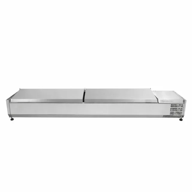 Countertop Refrigerated Saladette with Stainless Steel Lid - 9 GN 1/3 Gastronorm Pans