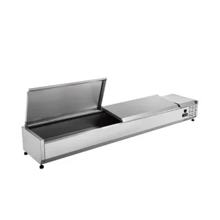 Countertop Refrigerated Saladette with Stainless Steel Lid - 9 GN 1/3 Gastronorm Pans
