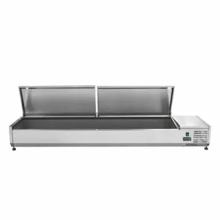 Countertop Refrigerated Saladette with Stainless Steel Lid - 9 GN 1/3 Gastronorm Pans