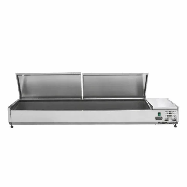 Countertop Refrigerated Saladette with Stainless Steel Lid - 9 GN 1/3 Gastronorm Pans