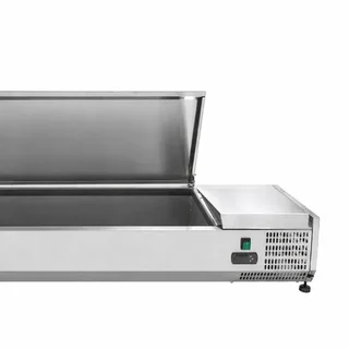 Countertop Refrigerated Saladette with Stainless Steel Lid - 9 GN 1/3 Gastronorm Pans