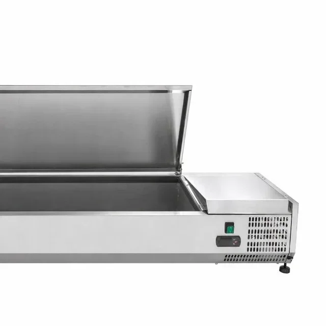 Countertop Refrigerated Saladette with Stainless Steel Lid - 9 GN 1/3 Gastronorm Pans