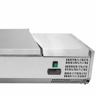 Countertop Refrigerated Saladette with Stainless Steel Lid - 9 GN 1/3 Gastronorm Pans