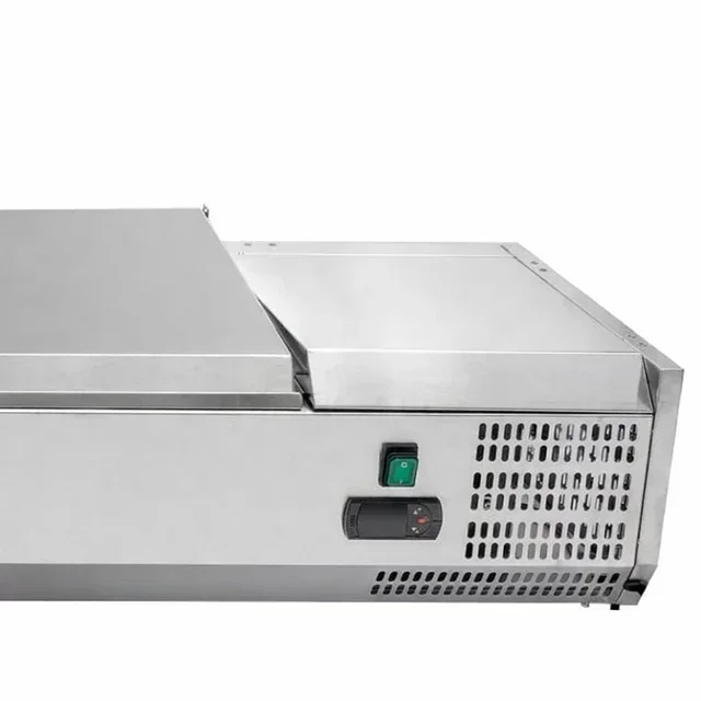 Countertop Refrigerated Saladette with Stainless Steel Lid - 9 GN 1/3 Gastronorm Pans