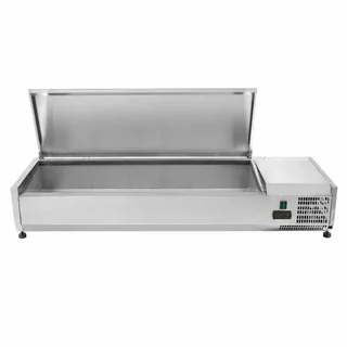 Refrigerated Countertop Saladette with Stainless Steel Lid - 6 GN 1/3 Containers