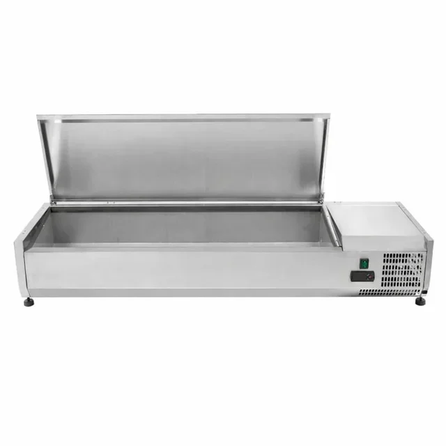 Refrigerated Countertop Saladette with Stainless Steel Lid - 6 GN 1/3 Containers