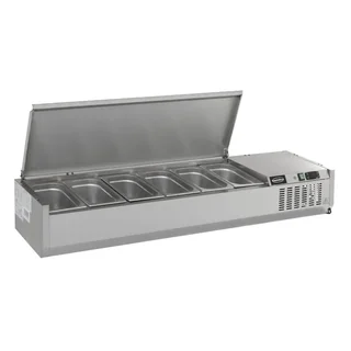 Saladette Réfrigérée de Comptoir avec Couvercle Inox - Capacité 6 Bacs GN 1/4
