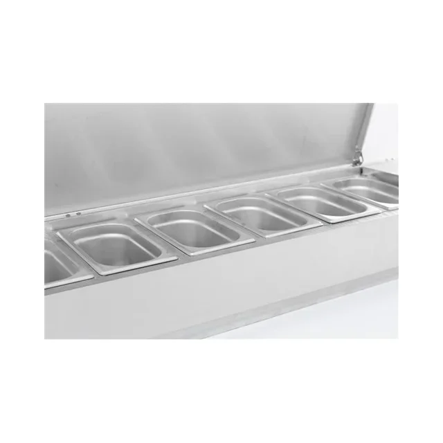 Saladette Réfrigérée de Comptoir avec Couvercle Inox - Capacité 6 Bacs GN 1/4