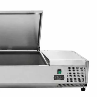 Countertop Refrigerated Saladette with Stainless Steel Lid - 7 GN 1/3 Pans