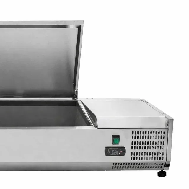 Countertop Refrigerated Saladette with Stainless Steel Lid - 7 GN 1/3 Pans