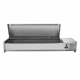 Countertop Refrigerated Saladette with Stainless Steel Lid - 7 GN 1/3 Pans