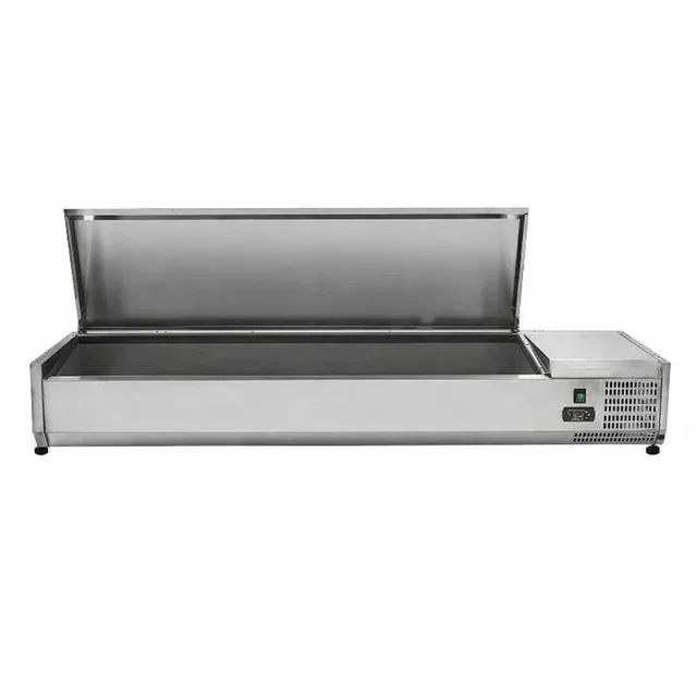 Countertop Refrigerated Saladette with Stainless Steel Lid - 7 GN 1/3 Pans