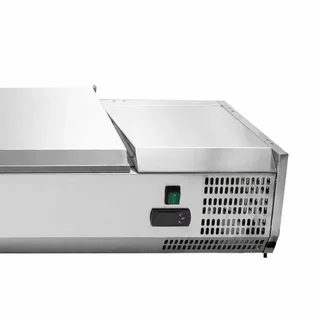 Countertop Refrigerated Saladette with Stainless Steel Lid - 7 GN 1/3 Pans