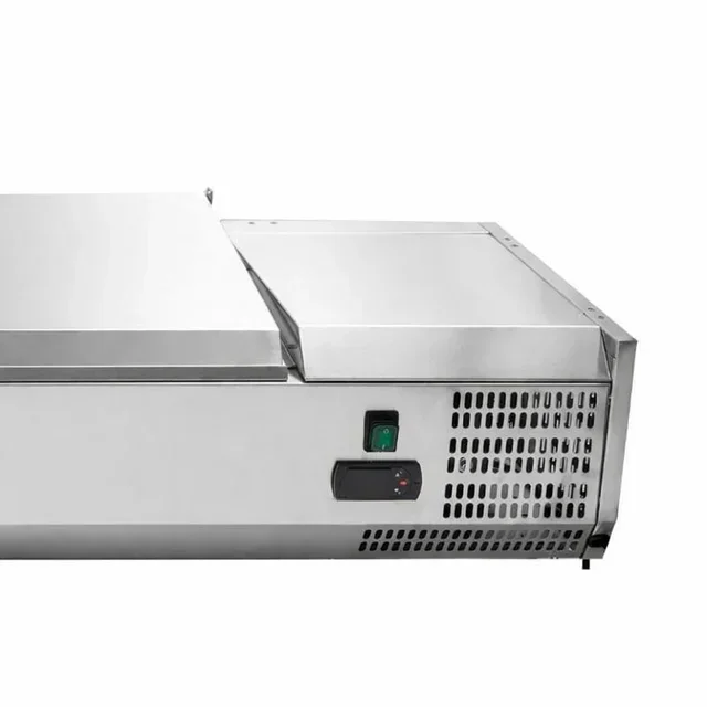 Countertop Refrigerated Saladette with Stainless Steel Lid - 7 GN 1/3 Pans