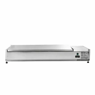 Countertop Refrigerated Saladette with Stainless Steel Lid - 7 GN 1/3 Pans