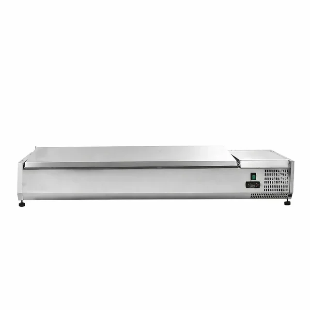 Countertop Refrigerated Saladette with Stainless Steel Lid - 7 GN 1/3 Pans