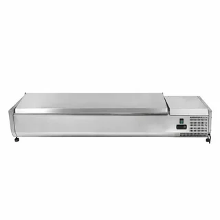 Countertop Refrigerated Saladette with Stainless Steel Lid - 7 Gastronorm 1/4 Pans