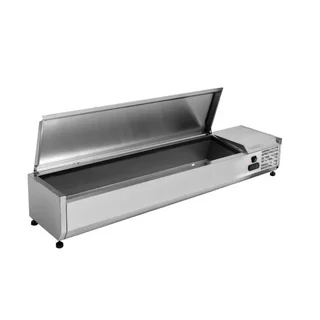Countertop Refrigerated Saladette with Stainless Steel Lid - 7 Gastronorm 1/4 Pans