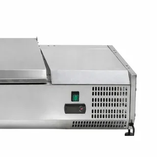 Countertop Refrigerated Saladette with Stainless Steel Lid - 7 Gastronorm 1/4 Pans
