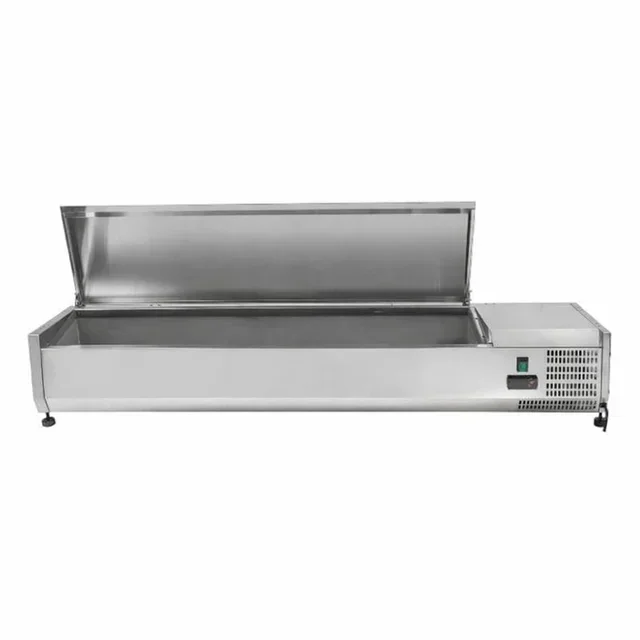 Countertop Refrigerated Saladette with Stainless Steel Lid - 7 Gastronorm 1/4 Pans