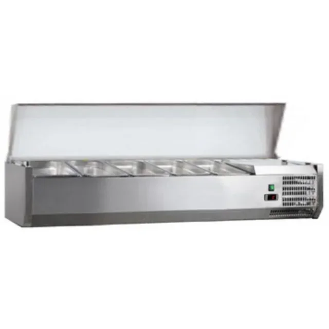 Saladette de Sobremesa 4 Cubetas GN 1/3 + 1 Cubeta GN 1/2 con Tapa de Acero Inoxidable