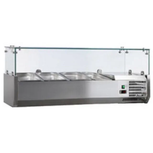 Saladette Profesional de Acero Inoxidable - 3 Cubetas GN 1/3 y 1 Cubeta GN 1/2 - Estación Refrigerada para Ingredientes