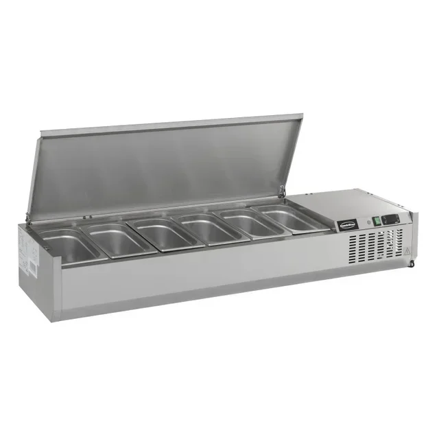 Countertop Refrigerated Saladette Stainless Steel Lid 10 GN 1/4 Pans