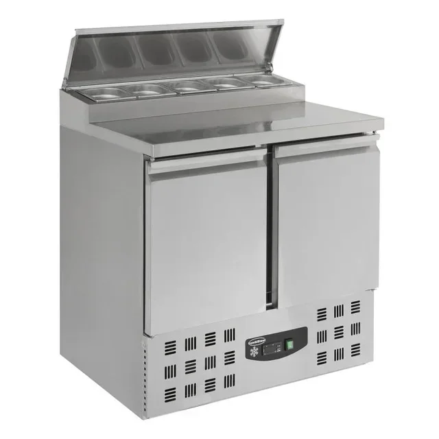 Saladette Refrigerada Profissional 2 Portas com 5 Cubas Gastronorm GN 1/6