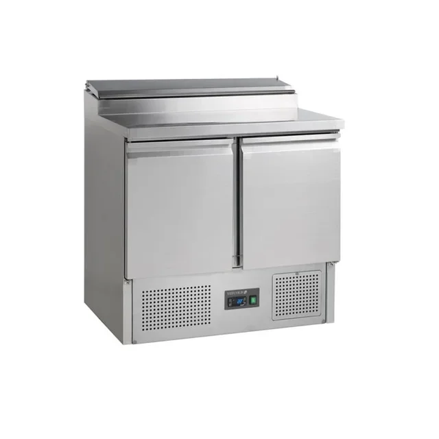 Saladette Refrigerata 2 Porte in Acciaio Inox - Capacità 201 Litri - 5 Bacinelle GN 1/6 - Formato GN 1/1