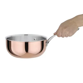 Sartén Sauté de Cobre con Borde Abombado, Tri-Ply, Compatible con Inducción - Diámetro 20 cm