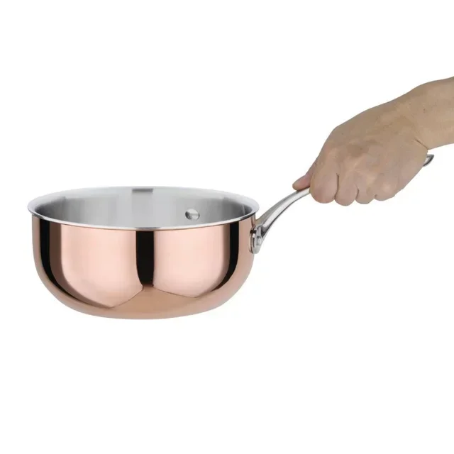 Sauteuse Évasée Cuivre Tri-Ply Induction Compatible - Diamètre 20 cm