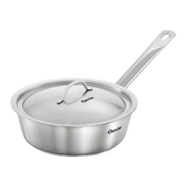 Stainless Steel Sauté Pan Ø 24 cm - High-Sided Frying Pan with Sloped Edges