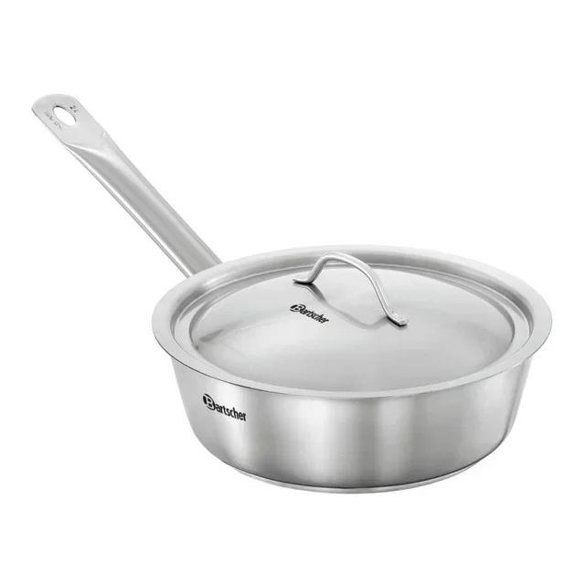 Stainless Steel Sauté Pan Ø 24 cm - High-Sided Frying Pan with Sloped Edges