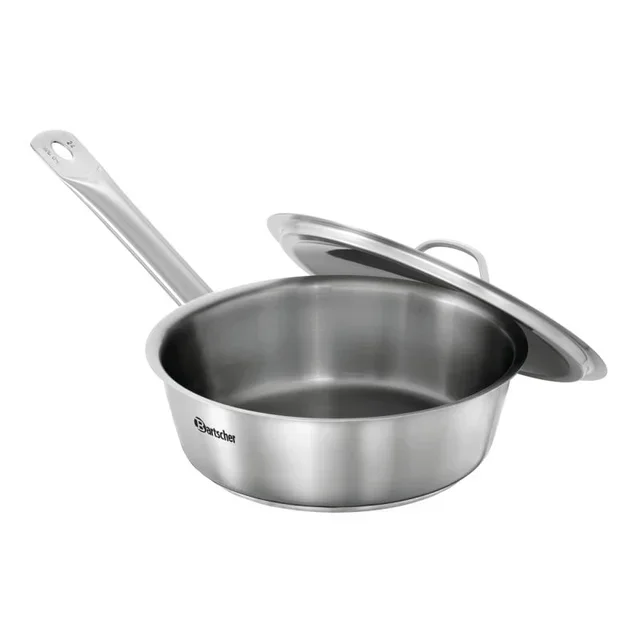 Stainless Steel Sauté Pan Ø 24 cm - High-Sided Frying Pan with Sloped Edges